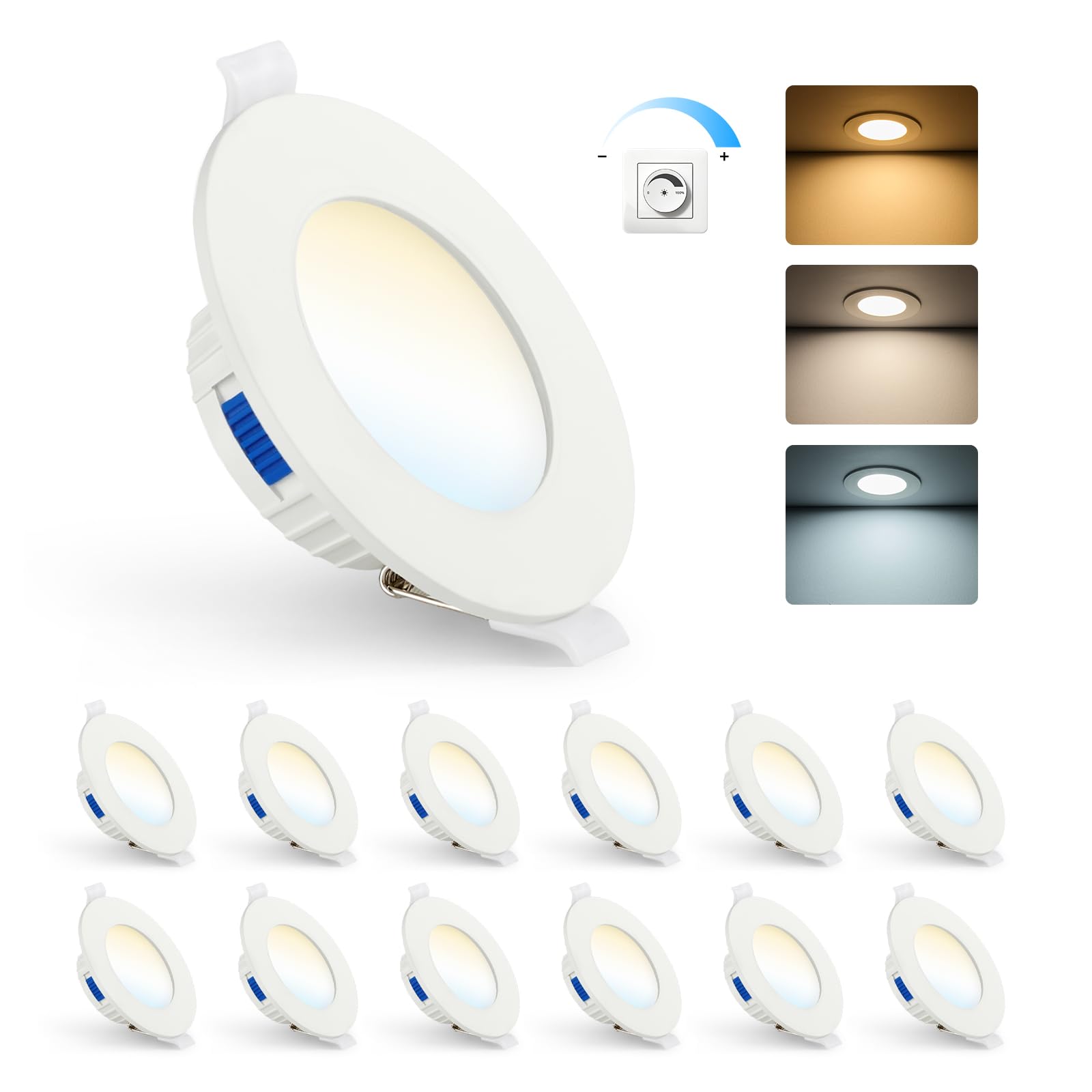 Hofronic Set van 10 Miro LED inbouwspots Zwart - Voor binnen - Dimbaar - 5 Watt 400Lumen - 2700K