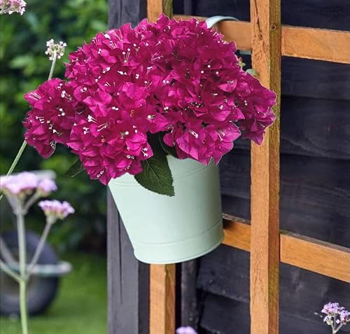 Dophinena Set Of 4Pcs - Artificial Bougainvillea Bush Silk Flowers Bouquet Rich Blossom For Home Garden Wedding Decor Faux Flower Shrubs Indoor And Outdoor Plants (Fuchsia) #TOP6