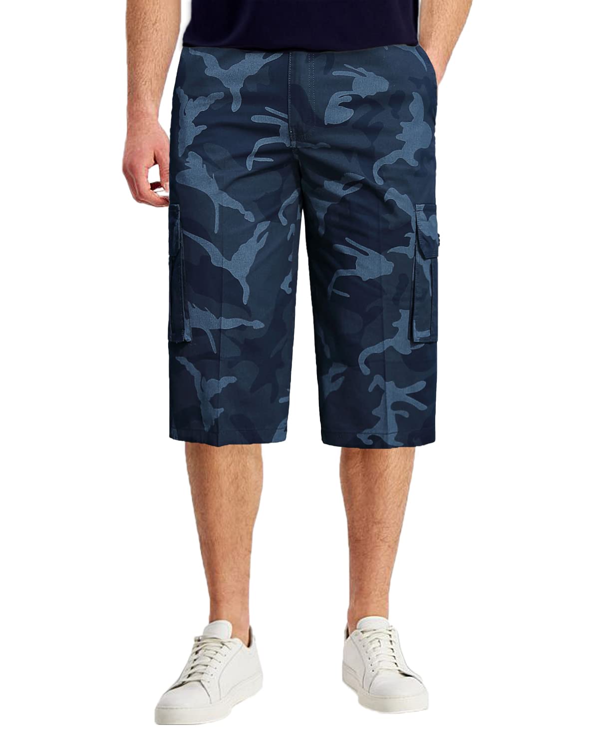 Yukirtiq 3/4 Pantalones Cortos Cargo para Hombre Bermuda Camuflaje Capri Leisure Shorts Militar de Algodón