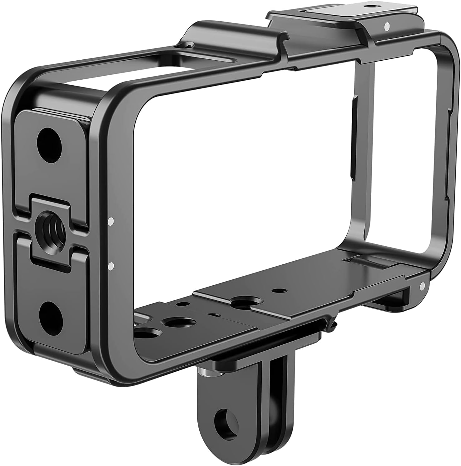 UUI UNIXYZ Aluminum Case for DJI Action 2, Protective Frame Housing Skeleton Cage with 1/4 Screw Port and Cold Shoe Mount to Connect Selfie Stick Tripod Vlogging Video Light Microphone Accessories