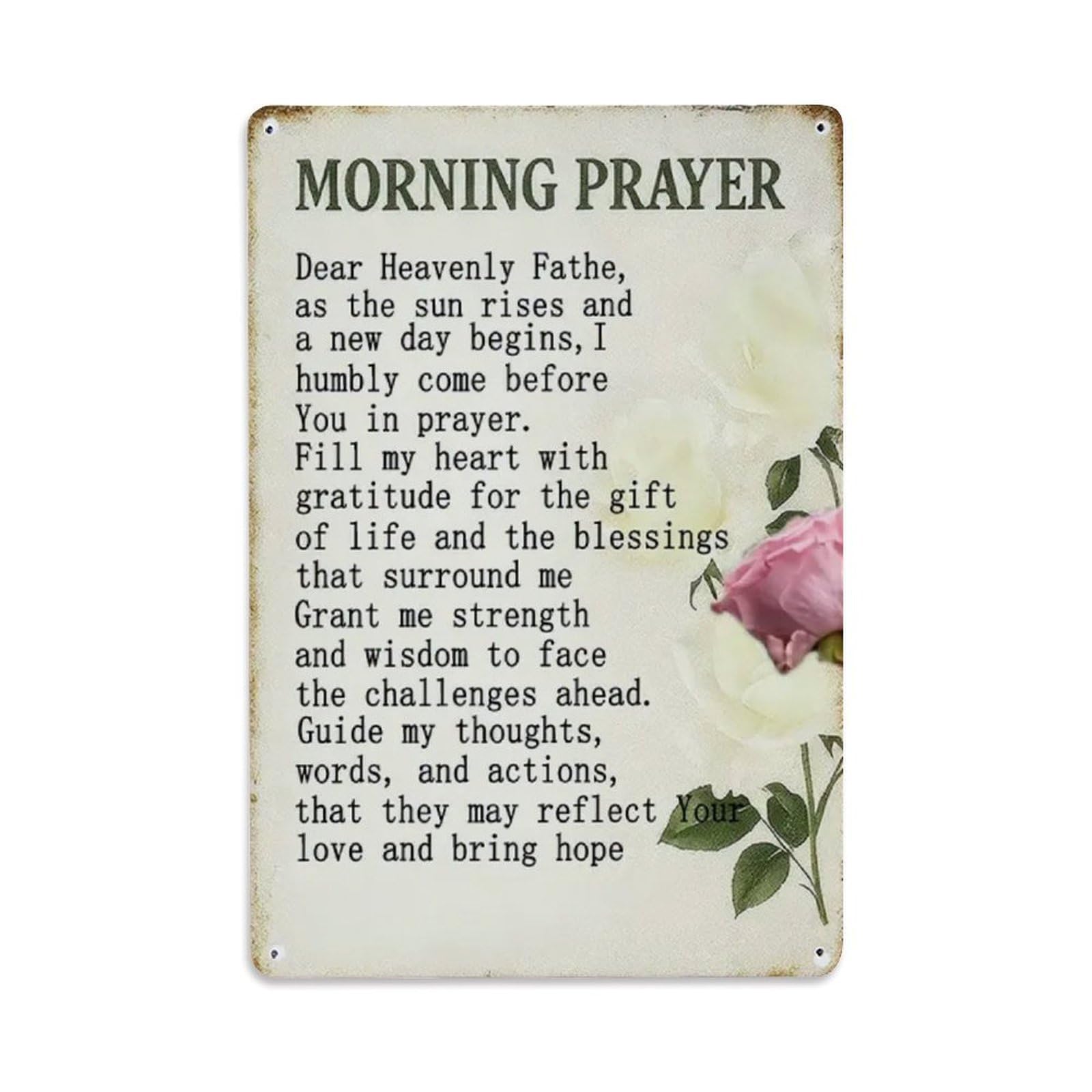 Gentinap Vintage Morning Prayer Tin Sign Metal Sign Home Bar Garden Wall Decor Metal Poster 8X8 Inch