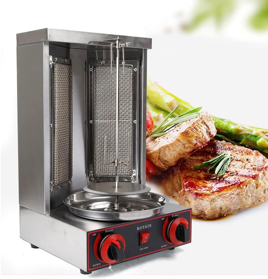 Parrilla Kebab Clatronic Multigrill Vertical - Incluye Espetón Giratorio Y 6 Brochetas, 1400W, Asado Sin Grasa