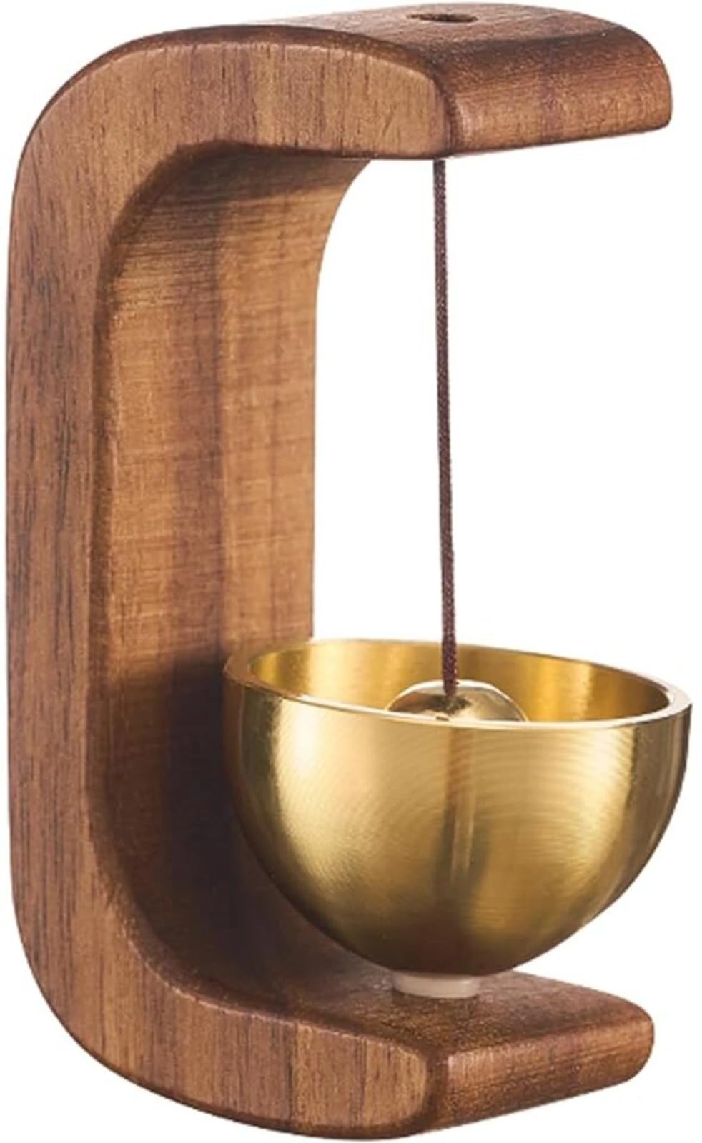 wooden door chime | copper bell sound alert for shops, homes & offices | no-drill stick-on doorbell | rustic oval design for door, wall, fridge, café décor