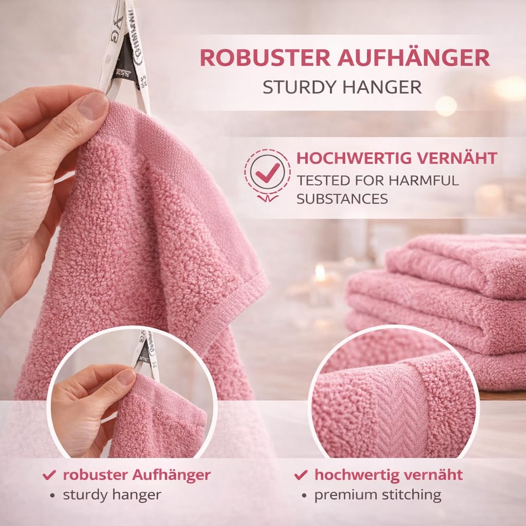 Betz Premium Handtuch-Set mit 10 Teilen – 100% Baumwolle, 4 Handtücher 50 x 100 cm, 2 große Duschtücher 70x140 cm, 2 Gästetücher 30 x 50 cm, 2 Waschhandschuhe, Altrosa
