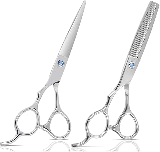 左利きのヘアカットはさみシンニングハサミセット 6インチ(2イン1)。