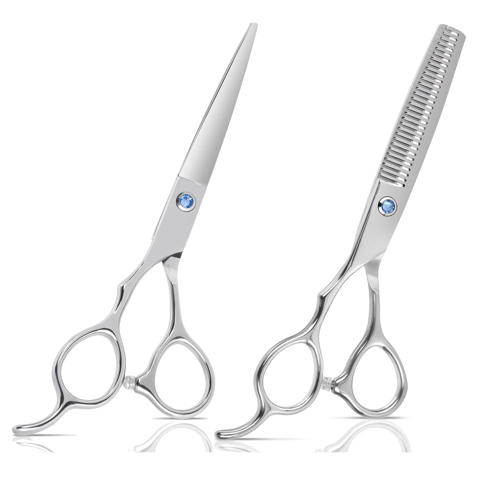 Left Handed Hair Cutting Shears Set 6" (2 in 1) | Professional Sharp Hairdressing Scissors, Left Handed Barber Hair Scissors-image-25