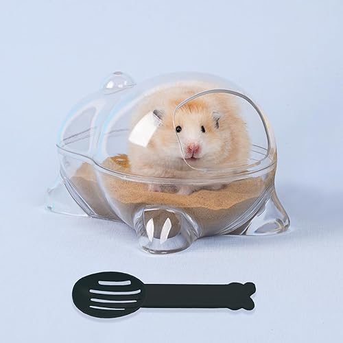 JOUSONTY Contenedor de baño de arena para hámster con cuchara, limpieza de hámster y accesorios de baño, para decoración de hábitat de terrario de