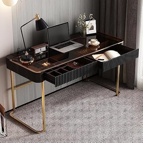 Lartis Makeup Vanity No Mirror Vanity Desk Without Mirror Built-in USB Outlet Home Office Desk Computer Desk, Writing Desk Intelligent Socket with USB Port Cover