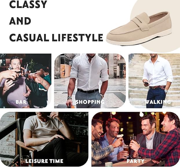 Mens Suede Loafers Casual Slip On, Loafers in Breathable Leather, Lightweight Comfort Non-Slip Walking Work Dress Shoes4