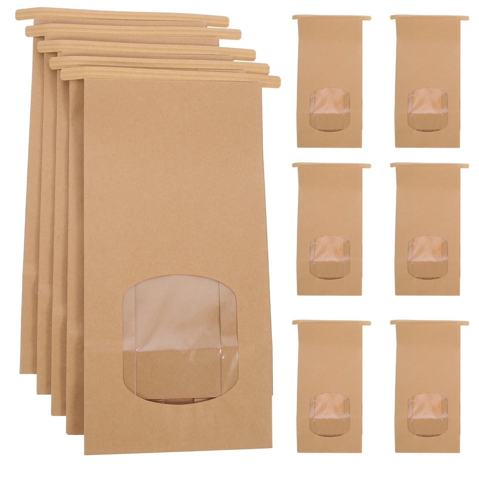 Bolsas de Papel Kraft para Galletas y Panadería Ventana Transparente, Diseño Antiaceite, Tamaño Pequeño, 100 Unidades para Fiestas y Almacenamiento Seguro de Alimentos