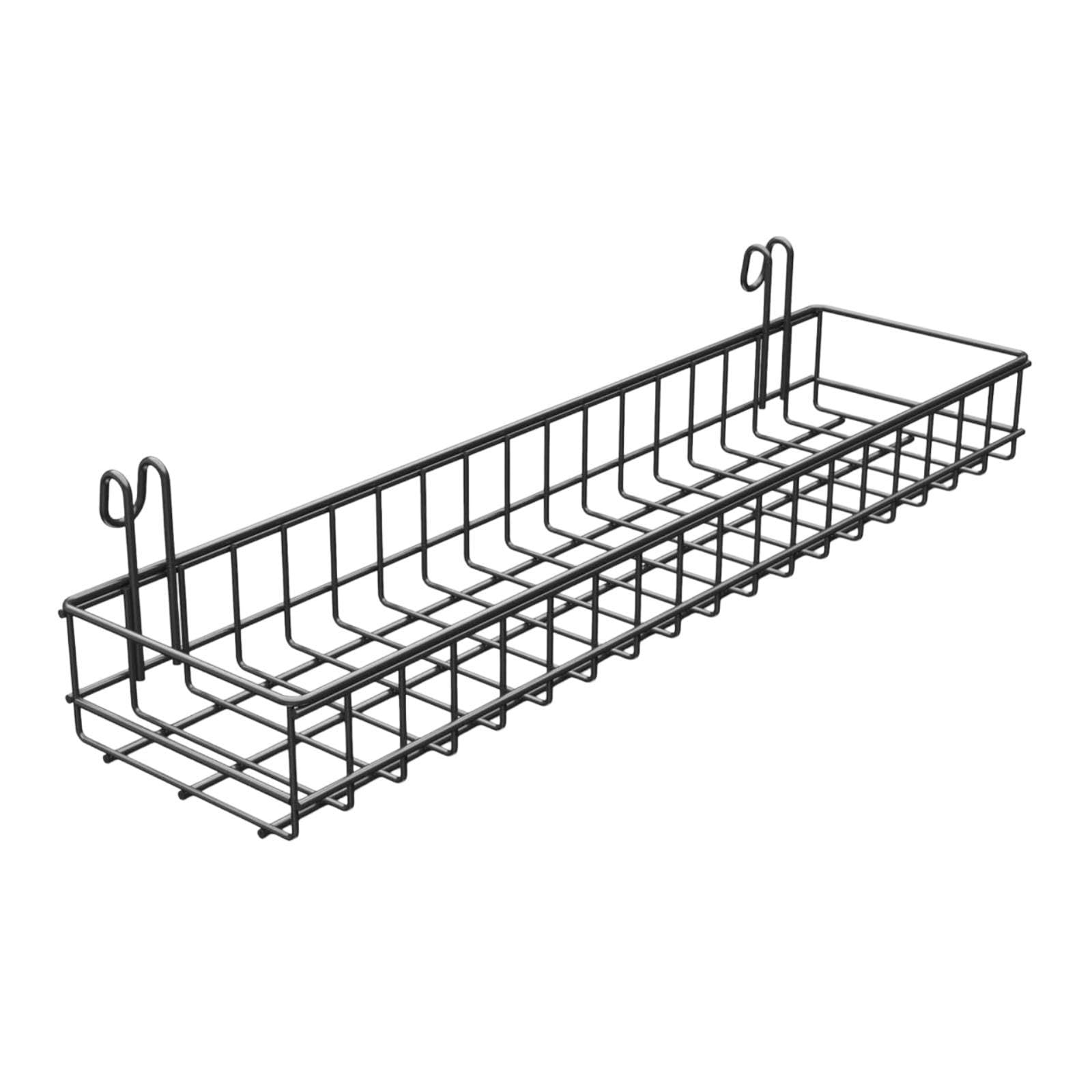 LOVIVER Hanging Wire Basket Storage and Display Basket Wall Mounted Organizer for Wire Wall Grid Panel Potted Plants with Hooks Black