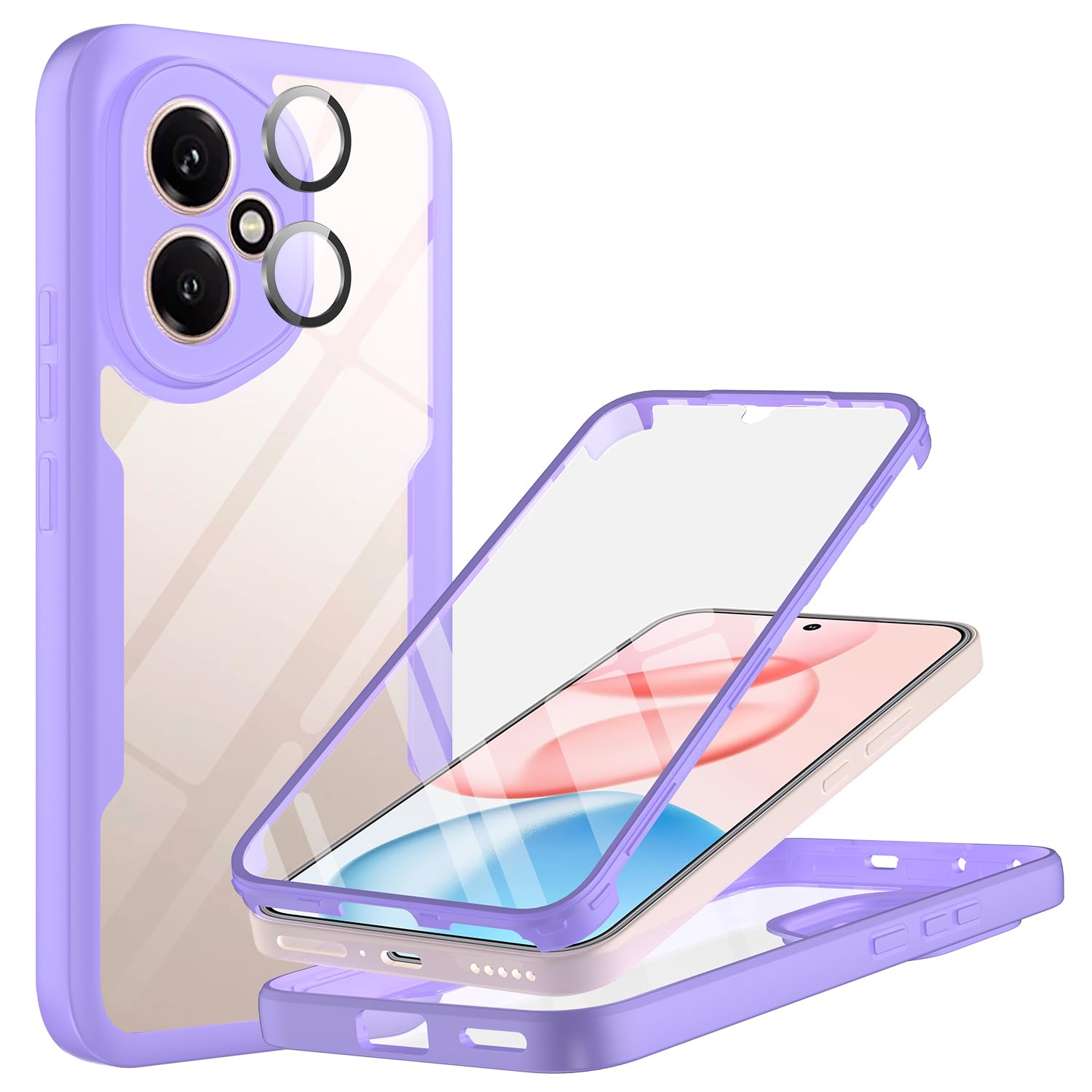 Coque Honor 400 5G haut de gamme violette robuste et transparente - 8