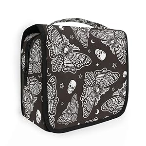 Hanging Toiletry Bag Moth Skull Moon Esoteric Makeup Travel bag for Toiletries Portable Toiletry Organizer Bags Clear Toiletry Cosmetic Kit
