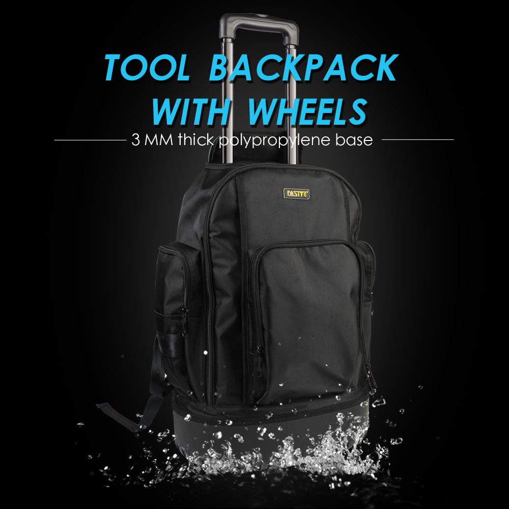 FASITE Tool Backpack with Wheeled Rolling, Multifunction Heavy Duty