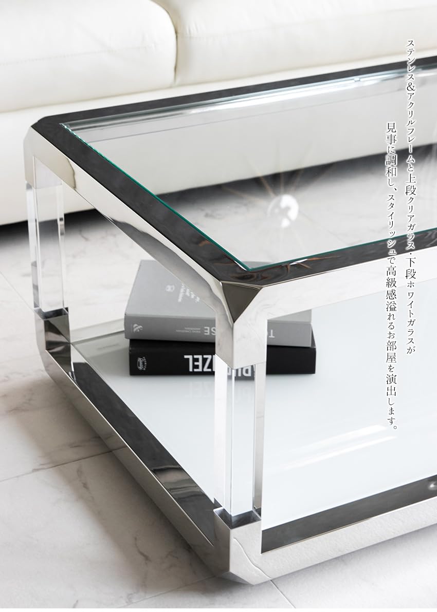 Amazon.co.jp: センターテーブル ガラステーブル 105cm クリアガラス