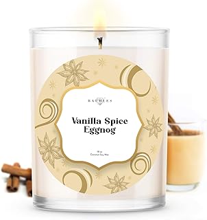 Kate Bissett Christmas Winter Candles | Vanilla Spice Eggnog | Made with 100% Natural Soy and Coconut Wax | Hand Poured 18 oz Candles | Home Decor Gifts