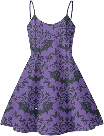 Womens Spaghetti Strap Dress Summer Casual Swing Sundress Girls Beachwear Swing Mini Dress