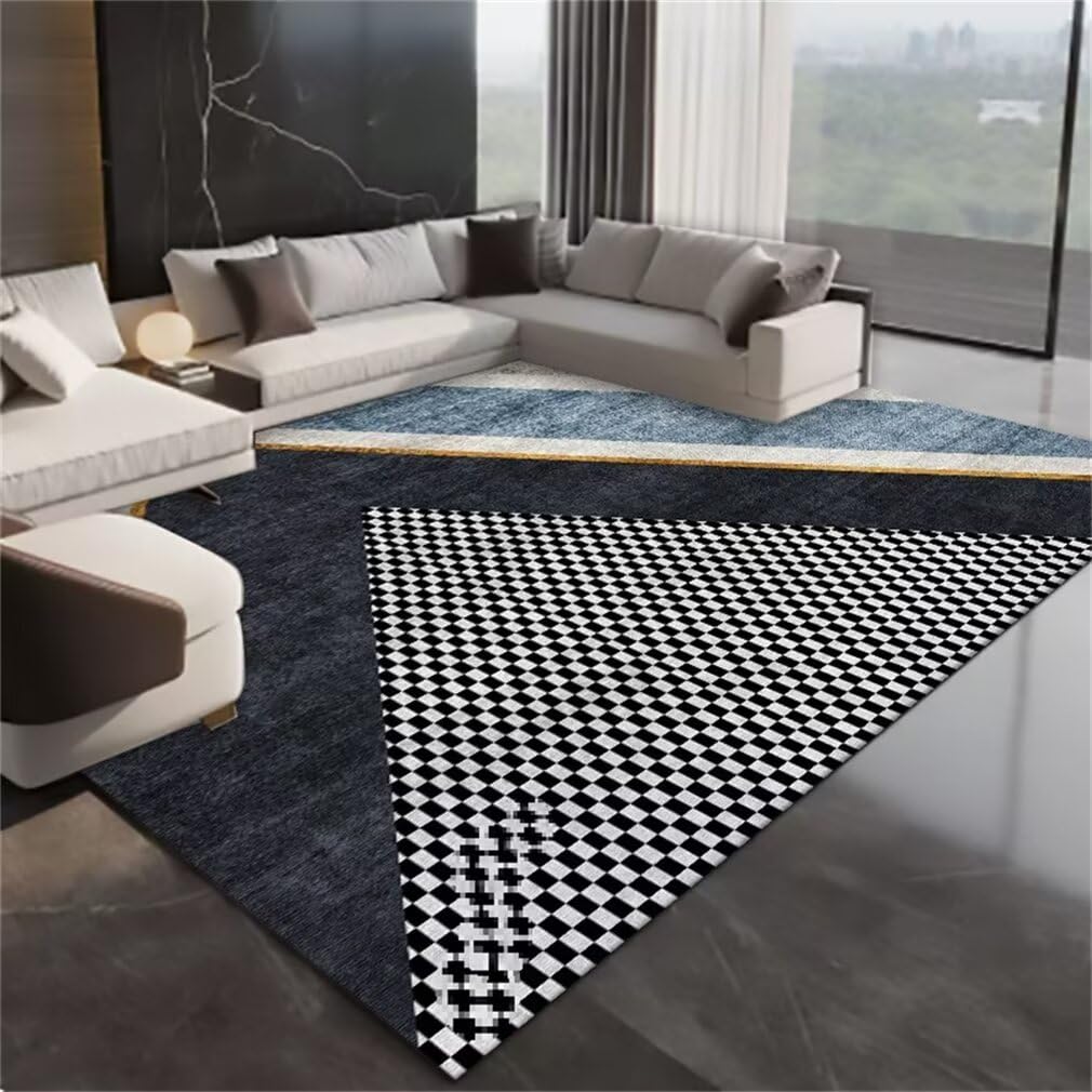 Tapis de salle à manger facile à nettoyer bleu 100x210