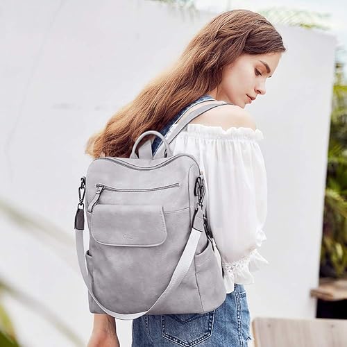 Miniatura 7 de Mochila de cuero para mujer, grande, convertible, antirrobo, mochila de viaje, Mochilas de viaje