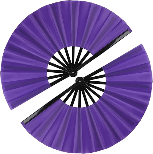 Miniatura 12 de Paquete de 2 abanicos de mano plegables grandes, abanicos de tela retro vintage de tela de nailon, ventilador de mano chino de Kung Fu Tai Chi para