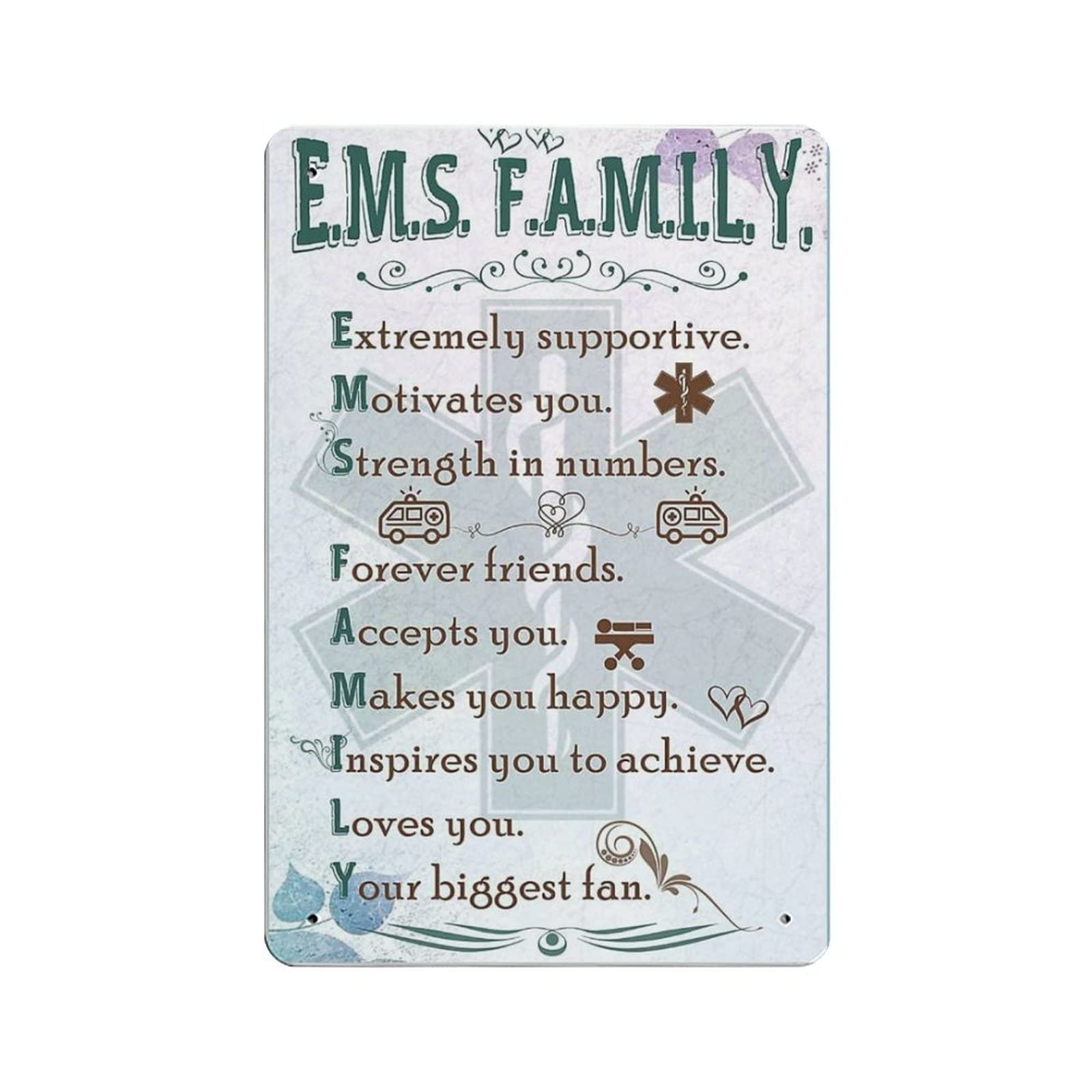 AOOEDM Nurse Family Vintage Metal Tin Sign for Home Coffee Shop Office Wall Art Metal Poster Garage Decor Man Cave Sign Inspirational Quote Wall Decor