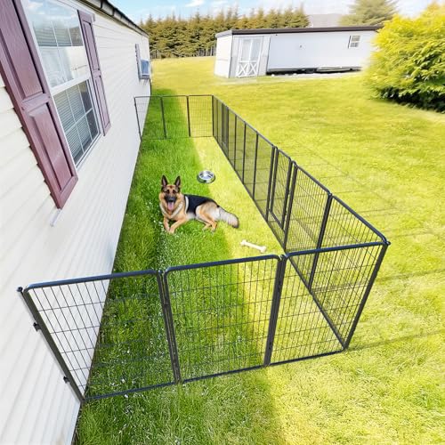 Image of FXW Rollick Dog Playpen Wall Connection Set for Indoor and Yard, 45 Inch 16 Panels for Large Dogs with 4 Fence-to-Wall Anchors, Black | Patented