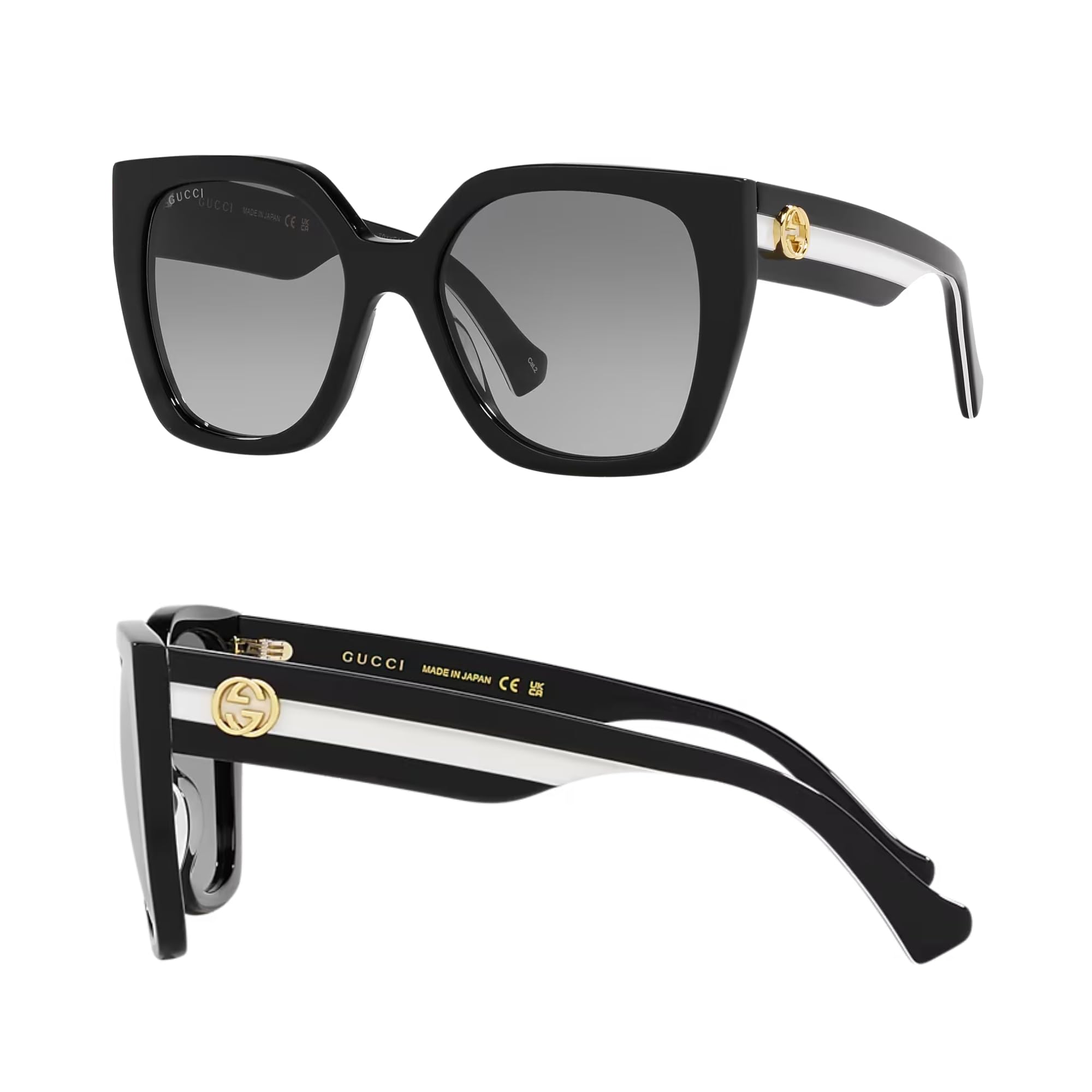 Gucci GG1300S GG Interlocking Logo Pilot-Shaped Non-Polarized Sunglasses for Women – Includes Luxury Eyewear Kit – Black Frame with Gray Lens