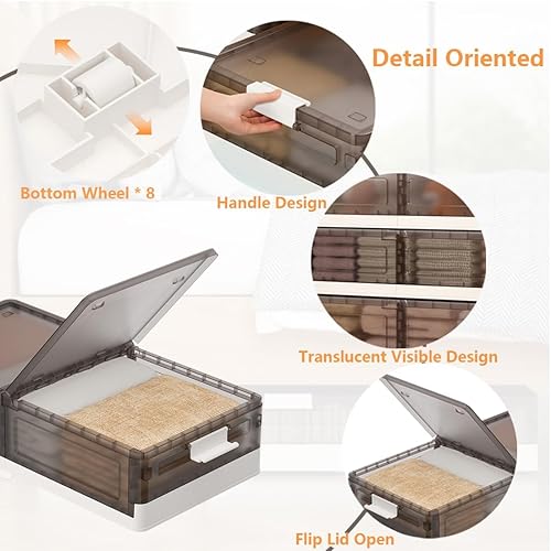 Miniatura 4 de wookon Almacenamiento debajo de la cama con ruedas  7.88 pulgadas de alto debajo de la cama contenedores de almacenamiento debajo de la cama para