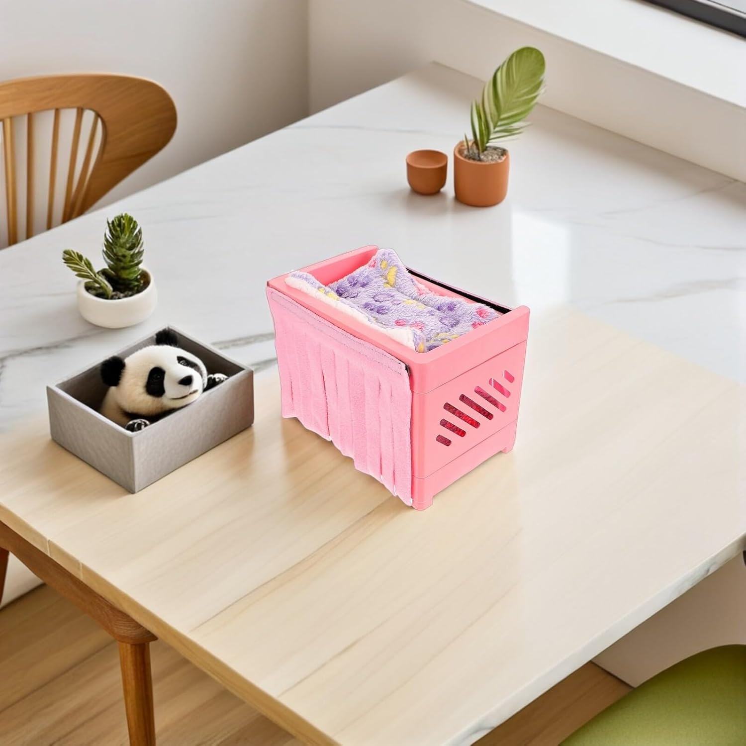 Mobestech 2 Sets Double-Layer Hamster Hideout Bed with Mats and Blankets Small Animal Hideaway Nest Soft Comfortable Pet House for Rat Cage Accessories Random Random Color