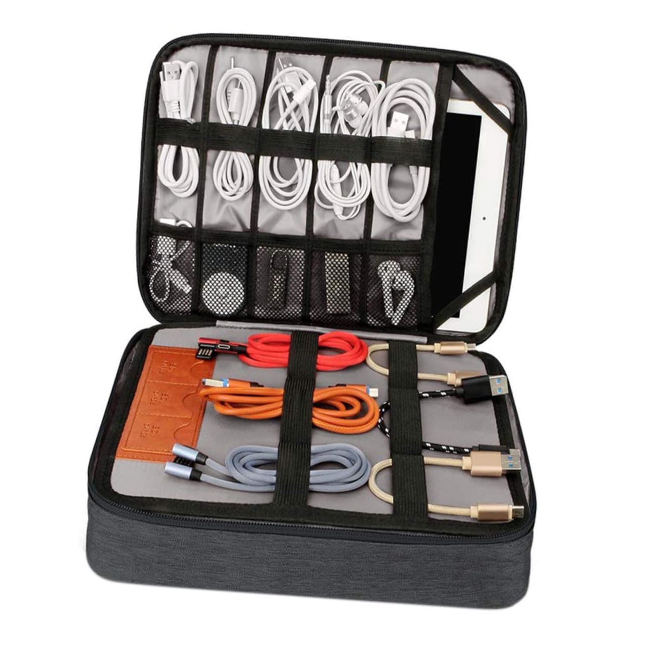 Veemoon Borsa Organizer per Cavi da Esterno Custodia per Dispositivi Elettronici Design Strati Ampia Capacità per Contenere Telefoni Tablet da Adattatori di Alimentazione Schede