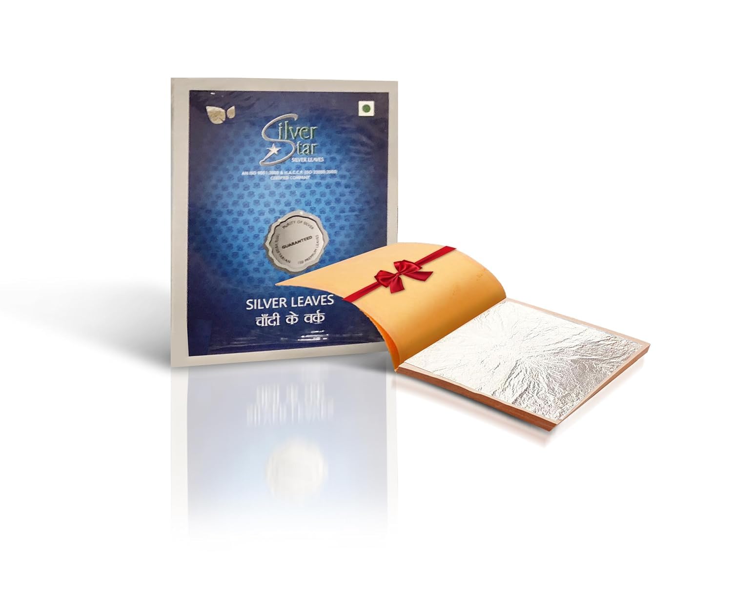 Silverstar Edible Silver Leaf/Leaves (Chandi Ka Varakh) 99.99% Purity, Fssai Certified Edible Silver Varakh for Indian Sweets,Bakery and Beauty, 10 Leaves (Size-12 * 12, Pack of 2)