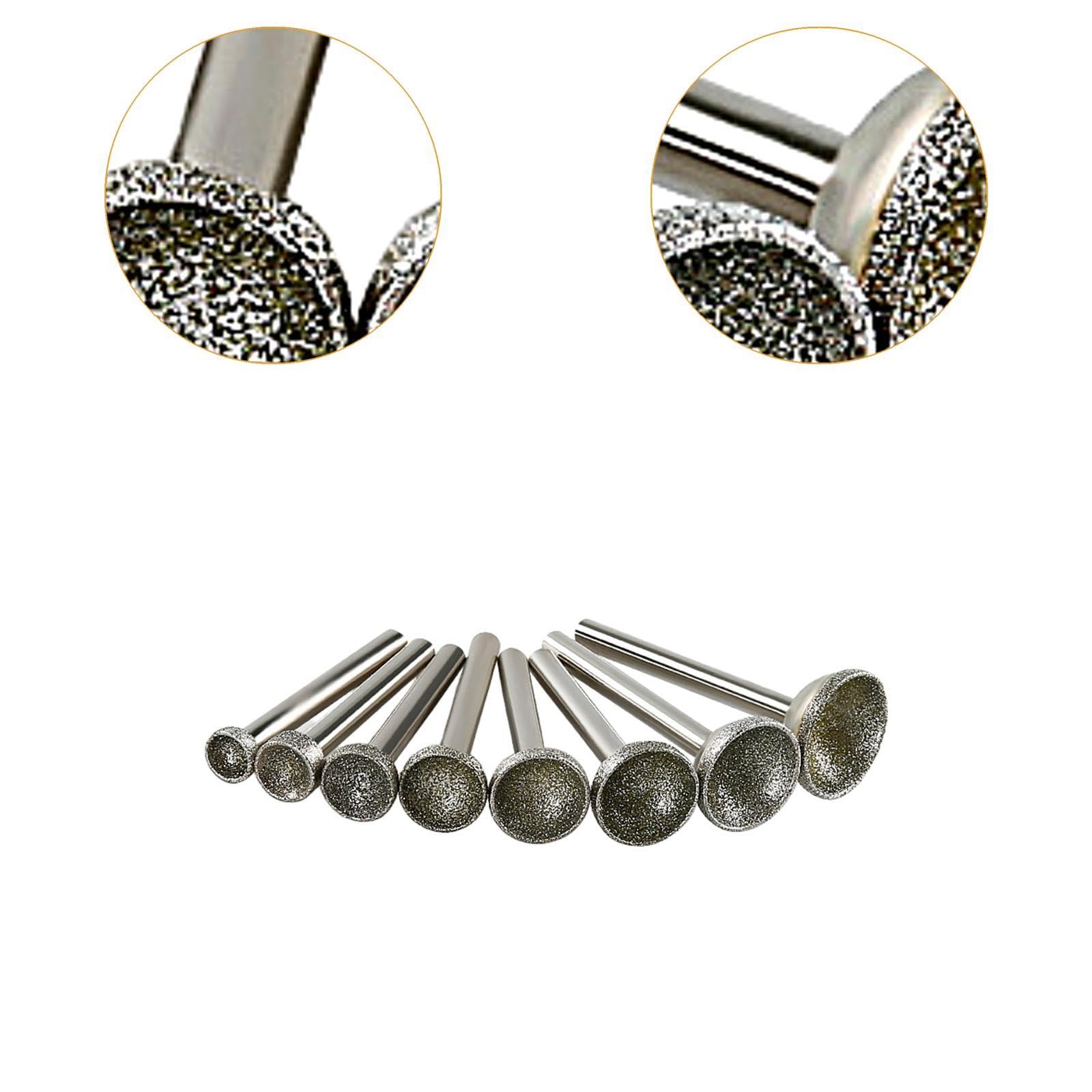 Schleiffrässtift-Set, 6 mm Schaft, für Drehwerkzeuge, 10–25 mm Durchmesser, für Stein-DIY-Schmuckherstellung, Keramik, Schnitzerei, 8-teilig