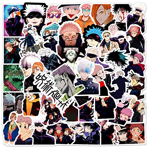 50PCS Jujutsu Kaisen Stickers Pack Anime Character Sticker for Water Bottle Laptop Skateboard Journal Waterproof Vinyl Cool Manga Decals for Teens Adults Party Supplies