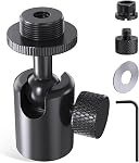 Ball and Socket Head Microphone Adapter, All Metal, 180° & 360° Swivel Mini Mic Ball Head Adapter with 5/8"-27 Thread & 3/8" Scew Adapters, Ideal for Microphone Angle Adjustment & Studio Setup
