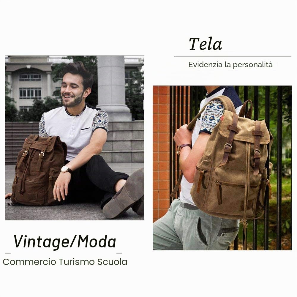 koolehaoda Retro Zaino Monospalla Borse a Spalla Tela Sling Bag Uomo Zaino Spalla Borsa a Tracolla