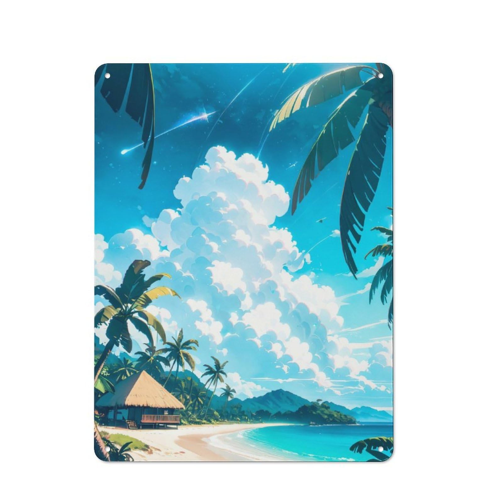 Junmoney Tranquil Tides Retro Tin Wall Plaque 40X30cm For Man Cave Or Games Room, For Games Room Collectors