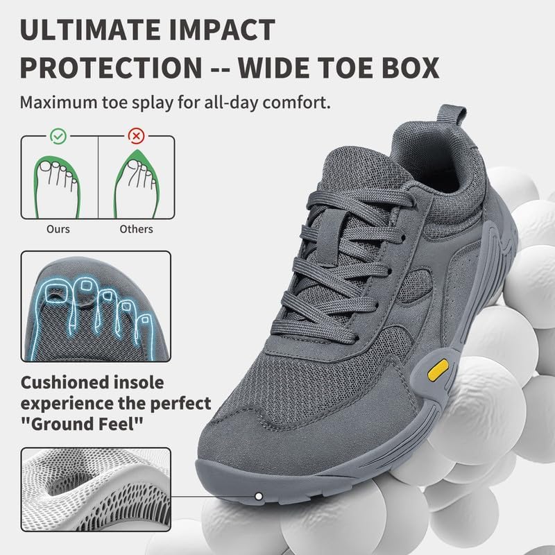 Barefoot Shoes Men Cross Trainer Sneakers Wide Toe Box Minimalist Training Shoes Zero Drop Tennis Ground Feel for Gym Workout Lifting Trail Running Outdoor Hiking Climbing Work Walking Travel Sports