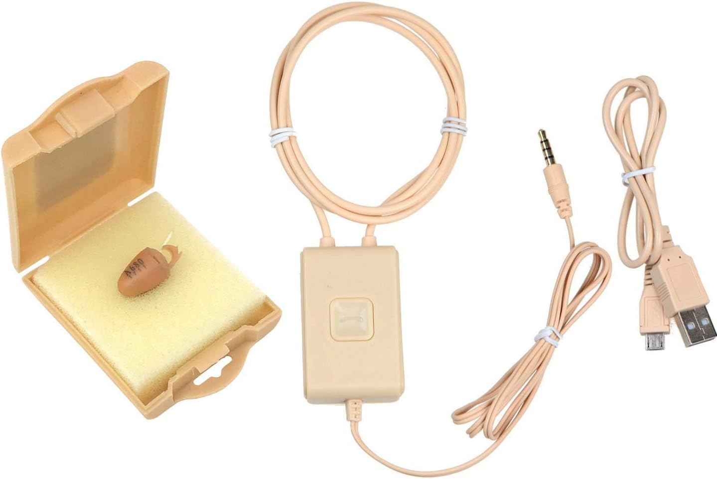Micro Spy Earpiece Neckloop Kit (Beige) - 3 Watt amplified - For Interviews/Speeches/Exams/Presentations