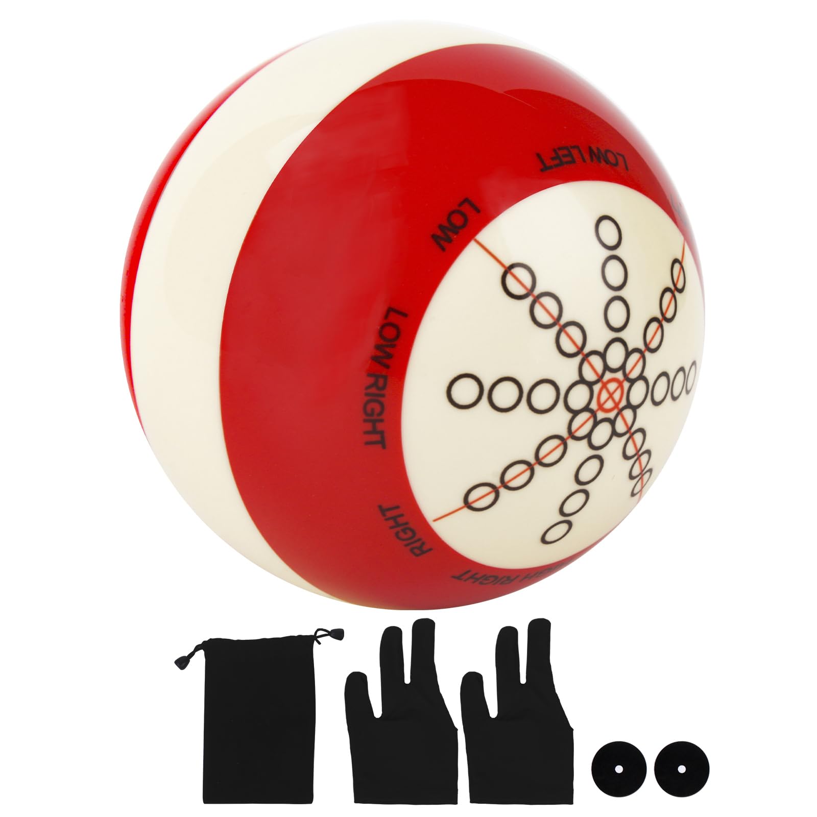 YHAOEN Training Billiards Cue Ball Practice Training Artifact with A Pair of Three-Finger Billiard Gloves, a Ball Bag and Two Pool Table Marker Dots, Used in American Billiards Eight Balls