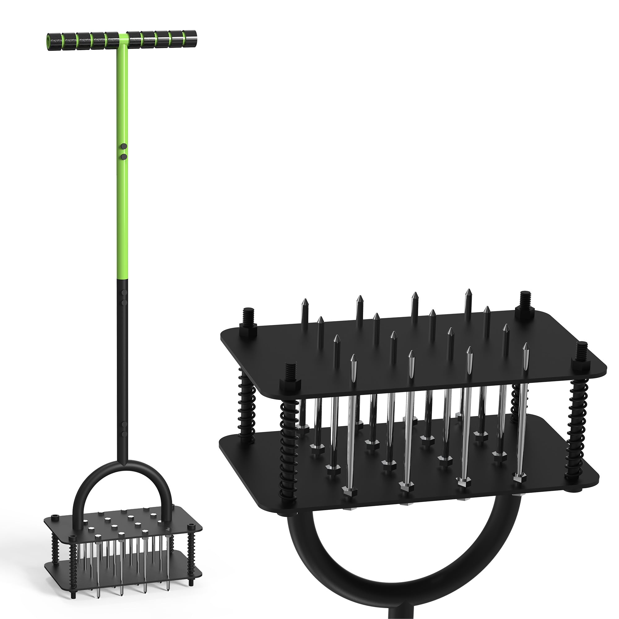 Lawn Aerator Manual Tool with 16 Spikes by Steelite – Green, Model AZ6081