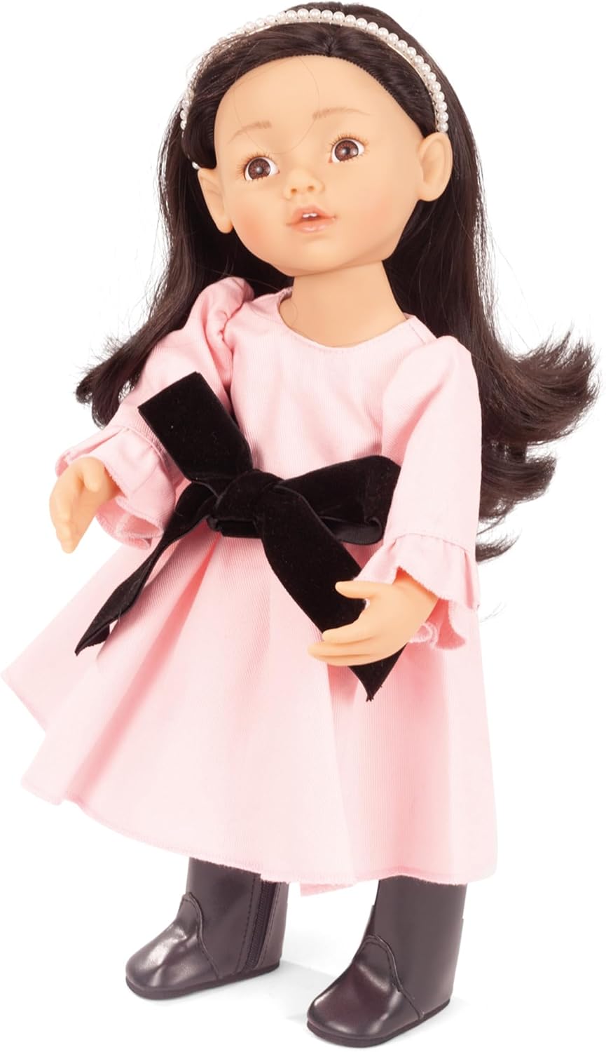Gotz 2511148 Little Kidz Marianne Jubilee - 14" Tall Multi-Jointed Standing Doll with Long Black Hair to Wash & Style