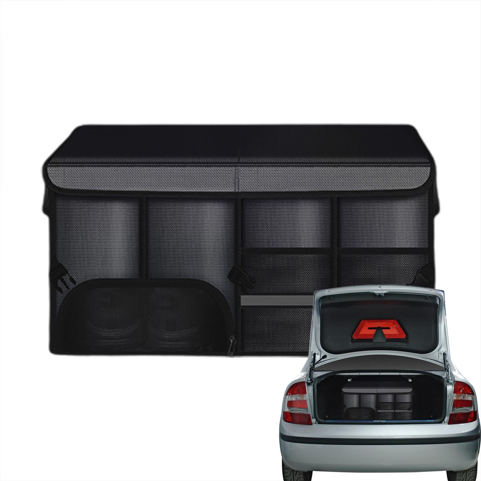 Organisateur de coffre de voiture avec couvercle, organisateur de rangement | Organisateur en tissu Oxford peu encombrant, boîte