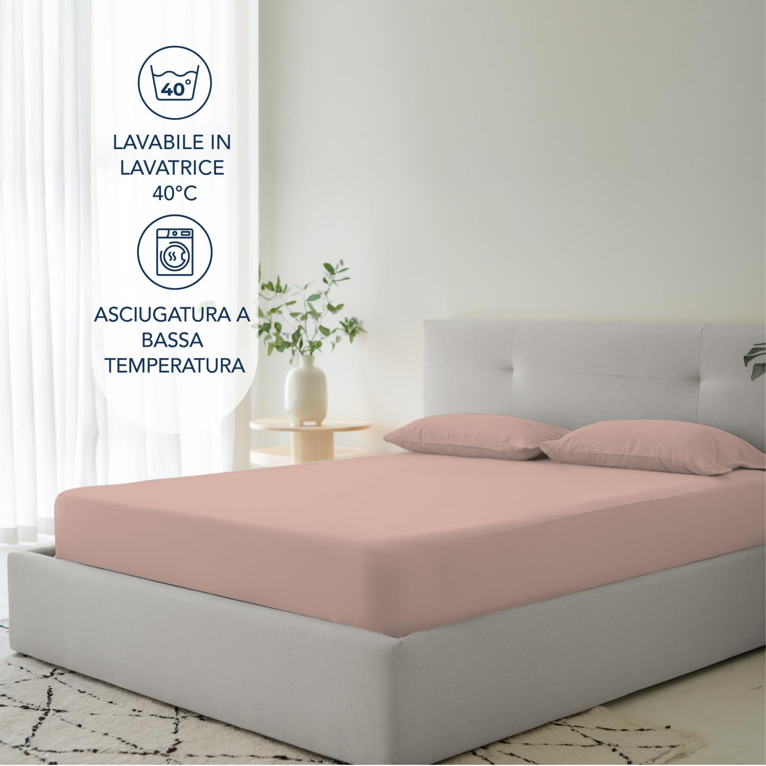 Dreamzie Lenzuolo con Angoli Piazza e Mezza 120x200 cm - Angoli da 35 cm per Materassi Spessi - 100% Microfibra - Rosa Chiaro, Certificato senza Prodotti Chimici (Oeko-TEX)