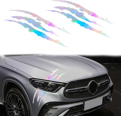 2 calcomanías reflectantes de garra de monstruo para automóvil, marcas de arañazos para parachoques de faros, calcomanías impermeables para marcas