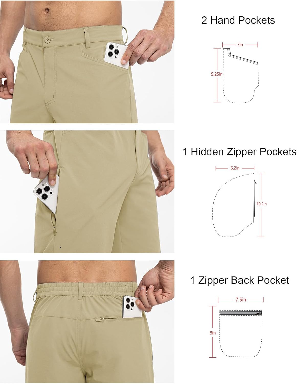 TBMPOY Men's Golf Dress Shorts Stretch Elastic Waist 11" Quick Dry Lightweight Travel Casual Shorts 5 Pockets Travel Casual - Image 3