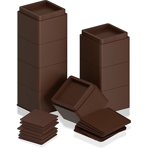 Utopia Bedding Bed Risers 3 Inch - Pack of 8 - Adjustable Furniture Risers 3 & 6 inch - Anti Slip Foam & Rubber Pad - Stackable Bed Lifts Risers Heavy Duty for Sofa, Bed, Table, Couch & Chair (Brown)