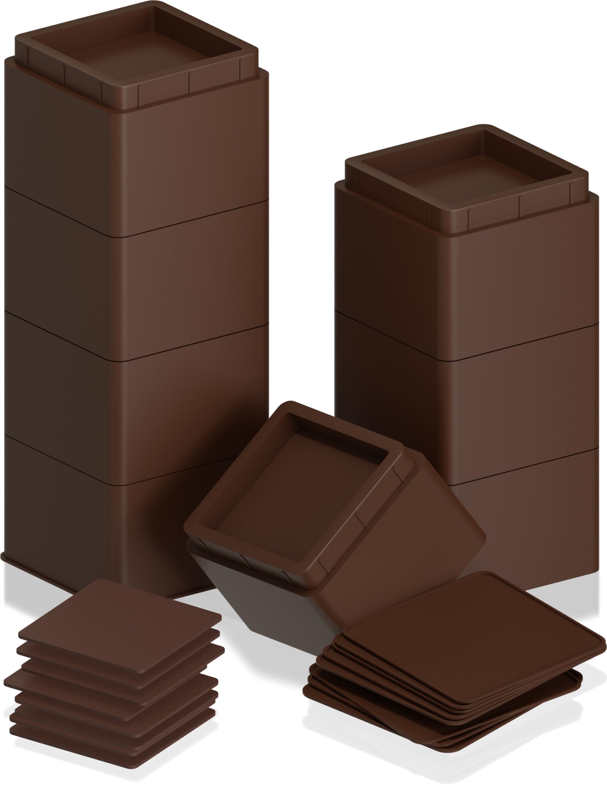 Utopia Bedding Bed Risers 3 Inch - Pack of 8 - Adjustable Furniture Risers 3 & 6 inch - Anti Slip Foam & Rubber Pad - Stackable Bed Lifts Risers Heavy Duty for Sofa, Bed, Table, Couch & Chair (Brown)