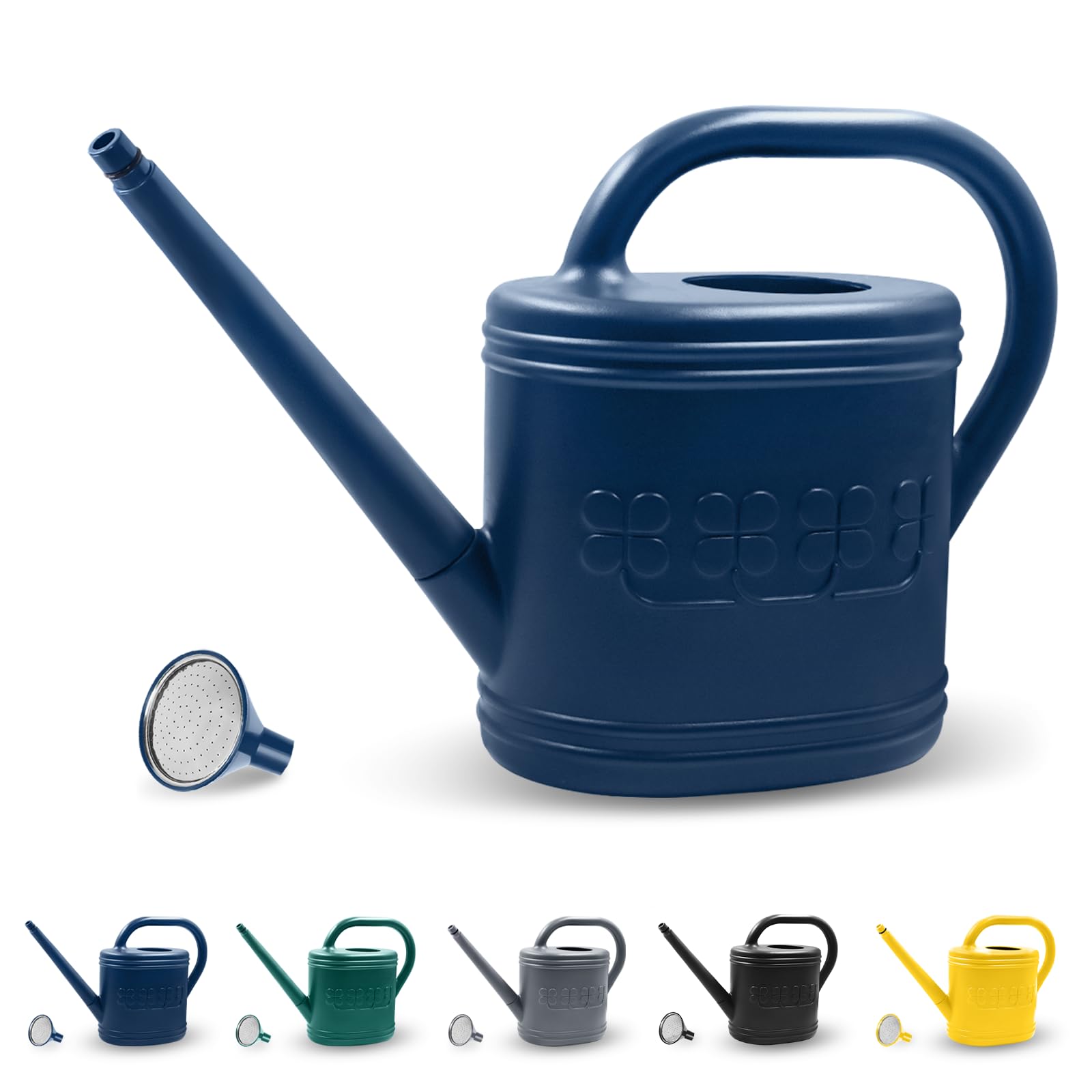 - 2 Gallon Watering Can, Outdoor Watering Can for Plants, Garden Water Can with Removable Long Spout and Stainless Steel Sprinkler Head, Large Water Can for Greenhouse (Dark Blue, 2 Gallon)