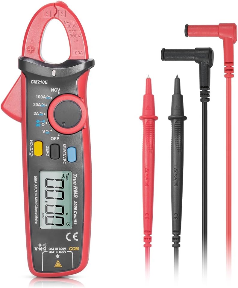 Digital Clamp Meter, SYNERKY CM210E 2000 Counts Self Measure Multimeter AC / DC Voltmeter, AC / DC Current, Resistance, Frequency, Diode, Hz Tester with LCD screen Digital Clamp Meter