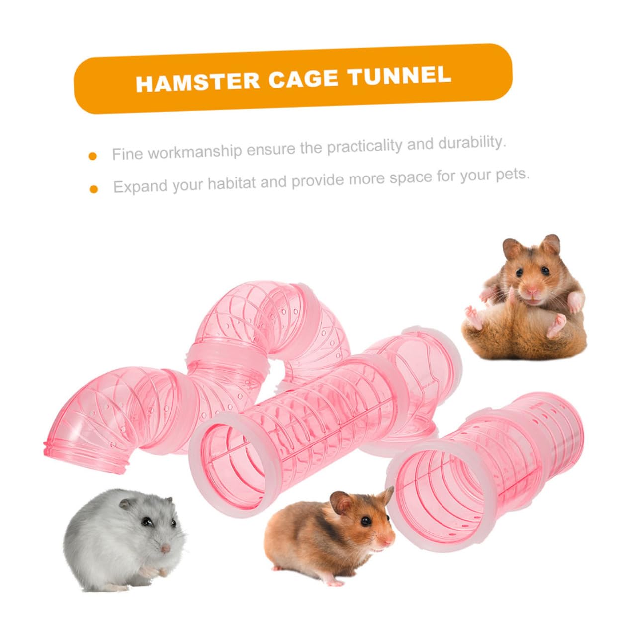 Happyyami Durchsichtiger Hamsterkäfigtunnel aus Kunststoff Selbstgemacht Leicht zu Montieren zur Beobachtung im Käfig und Außerhalb für Nagerkäfige